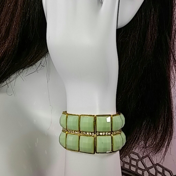Bracelet Green with Rhinestones #J4 - Picture 2 of 5